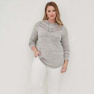 NWT Torrid Lightweight Heather Grey Super Soft Lace Inset Sweater Size 6XL